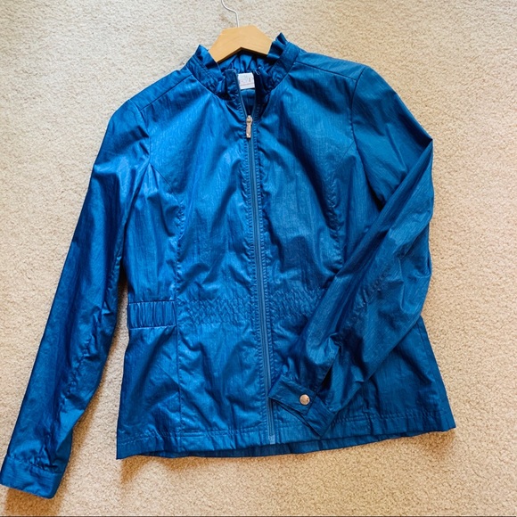 Sleeves Blue Ruffle Rain Jacket 